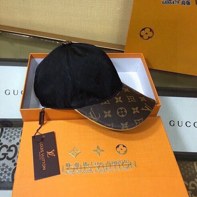 LV男士帽子 路易威登皮質帽檐鴨舌帽棒球帽  mm1039